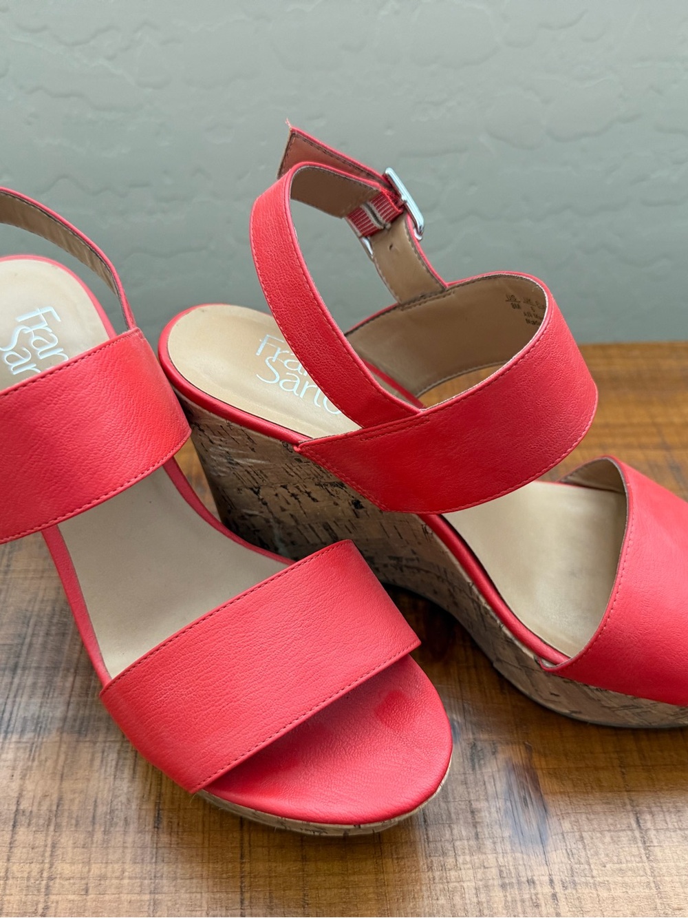 Franco Sarto Coral Red Wedge Sandals – Women